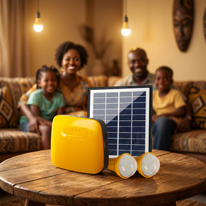 Système d'éclairage solaire domestique avec batterie LiFePO4 6000mAh, 2 ampoules LED 1W, charge USB, pour usage intérieur/extérieur quotidien, garantie 1 an - Product Image 1