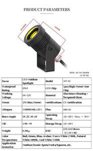 Projecteur LED extérieur intelligent étanche industriel personnalisé GT-01, haute luminosité, économie d'énergie, 2W, IP65, léger pour jardin - Product Image 2