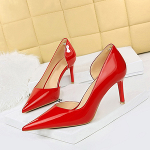 Zapatos de Tacón de Aguja de Cuero Charol Premium para Mujer, Diseño Clásico y Sencillo, con Aberturas Laterales, Suaves y Cómodos para Verano y Otoño - Product Image 5
