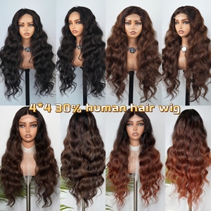 วิกผมลอนดอกไม้แบบปิดหน้าผาก 5*5  วิกผมบ๊อบสีดำธรรมชาติ  <span class=keywords><strong>ผม</strong></span>แท้เรมี่ 50%  วิกผมบ๊อบเด้งดึ๋งสำหรับผู้หญิง วิกผมผสมใยสังเคราะห์และผมแท้ - Product Image 6