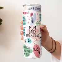 Vaso Térmico Delgado de 20oz con Frase Inspiradora de Afirmación Diaria para Mamás Primerizas, Taza de Viaje Personalizada de Acero Inoxidable Aislada