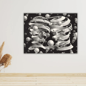 Impresión en Lienzo de Pared con Ilusión Óptica Surrealista Retro, <span class=keywords><strong>Arte</strong></span> Clásico Abstracto Esférico en Blanco y Negro, Póster Decorativo para Pared del Hogar - Product Image 1