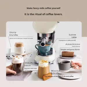 Machine à expresso italienne de style rétro pour la maison avec mousseur en acier inoxydable, capacité de 5 à 10 tasses, garantie 1 an, ECF01 en acier inoxydable - Product Image 4