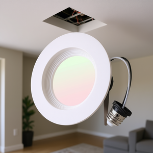 Luz LED Empotrable de 4 Pulgadas, 750 LM, 9W, 120V, 5CCT, Luz de Techo Retrofit, Cableada, Control por Interruptor, Cubierta de Plástico - Product Image 2