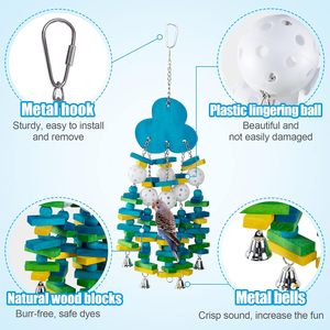 <strong>Parrot</strong> <strong>Toys</strong> Large Birds Chew <strong>Toy</strong> Gift Colorful Blocks Bells Macaws African Grey for <strong>Parrots</strong> - Product Image 3