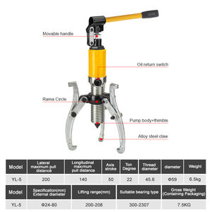 YL-5T serie tre ganasce idraulico estrattore cuscinetto di carico e scarico strumenti idraulico ingranaggio - Product Image 3