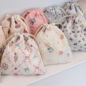 2025 gros filles Floral cadeau sac <span class=keywords><strong>de</strong></span> rangement poussière dessiner chaîne toile cosmétique cordon sacs grande capacité fleur bijoux sac - Product Image 1