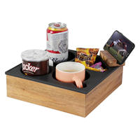 Boîte de rangement multifonctionnelle en bois massif moderne avec plateau de présentation pour collations, café, téléphone et télécommande
