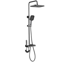 Ensemble de Douche de Salle de Bain Mural en Laiton Cascade Digitale Système de Douche Intelligent à Massage Piano avec Thermostat