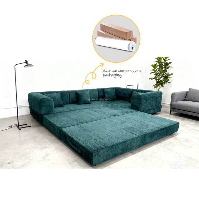 Cheap Nordic-style Convertible L-shaped Modular Foldable Sofa Bed Set, Canape Compress, Living Room Furniture