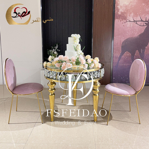 Table à gâteau contemporaine en acier inoxydable et cristal doré pour les mariages, les événements, les salles à manger - Utilisation à domicile et en hôtel - Product Image 2