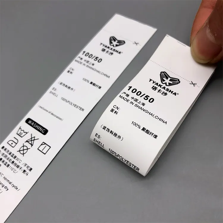 High Quality Custom Nylon Taffeta Washing Care Label with Washing Instruction and Different Size