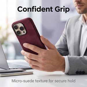 Coque de téléphone pour <span class=keywords><strong>iPhone</strong></span> <span class=keywords><strong>13</strong></span> <span class=keywords><strong>Pro</strong></span> <span class=keywords><strong>Max</strong></span> en Alcantara italien véritable, entièrement enveloppante, avec cadre de caméra en métal, aimant puissant, <span class=keywords><strong>prix</strong></span> d'usine - Product Image 4