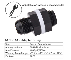 An6 nam nhôm Adapter bình nhiên liệu ốc vít, tế bào nhiên liệu vách ngăn phụ kiện chủ đề 6an kết nối, máy giặt cao su, đen - Product Image 6