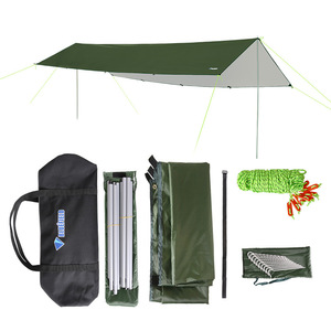 Outdoor <b>Sun</b> Shelter Military Green Khaki Oxford Cloth Portable Manual Setup Compressible Camping Picnic <b>Shade</b> Canopy SML - Product Image 3