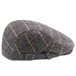 Vente en gros de chapeau béret en tweed tendance réglable deux tissus à carreaux haut plat casquette de lierre chapeau Gatsby pour hommes - Product Image 4