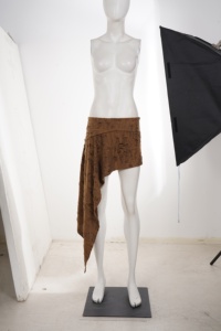 Falda Asimétrica Desgastada para Mujer, Falda Cruzada Marrón Vintage con Dobladillo sin Rematar, Estilo Boho Chic, Nueva Llegada 2026 - Product Image 6