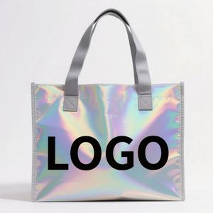 Sac fourre-tout personnalisé avec logo, réutilisable, écologique, recyclable, holographique, iridescent, métallique, laminé, non tissé, pailleté pour supermarché - Product Image 5