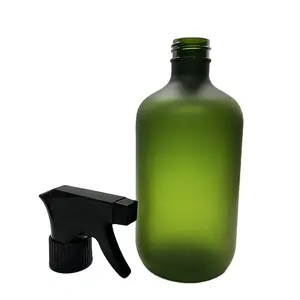 Empty cosmetic boston Refillable Bottle Lotion Shampoo Container/ 500ml frosted matte green color trigger spray bottle