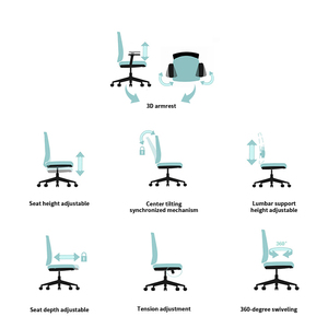 China CEO kleine Rücken gepolstert drehbares High-End-Design Computer Full Mesh Verstellbarer rollender ergonomischer Preis Bürostuhl - Product Image 3