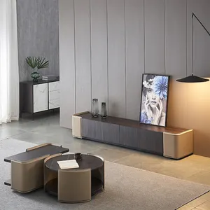 Moderne Italien noir en acier au carbone legsmodern tv stands cabinet bois meubles de salon