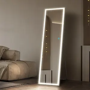 Desain sederhana cermin panjang penuh dengan lampu LED tanpa bingkai LED trim cermin pintar LED