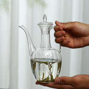 Tetera de vidrio, resistente al calor para preparar té verde, tetera con pico largo, tetera transparente de mano. - Product Image 5