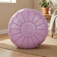 Pouf ottoman en cuir véritable rose marocain fait à la main, repose-pieds, tabouret de salon, tabouret de canapé, housse amovible traditionnelle, antique