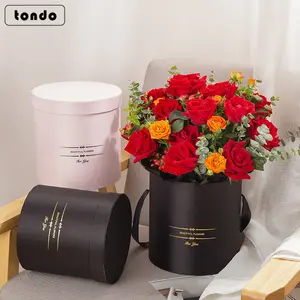 Tondo 2件套情人节玫瑰礼物玫瑰包装纸盒圆形纸花箱