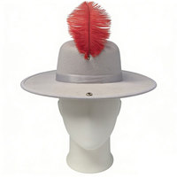 Chapeau Fedora en feutre à large bord avec plume pour mariage ou fête vintage