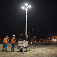 Tour d'éclairage mobile diesel robuste avec éclairage LED haute performance pour flotte de location