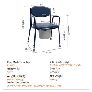 Chaise de toilette réglable en hauteur 3-en-1 pour personnes âgées, seniors et adultes, en acier, pour usage médical et hospitalier, <span class=keywords><strong>à</strong></span> placer sur les toilettes - Product Image 2