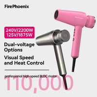 Sèche-cheveux compact haute vitesse FirePhoenix M2 double tension 100V-240V 110000RPM 2200W, usage professionnel mondial pour salons et hôtels