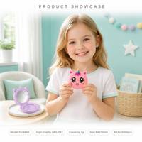 ISMAN 7g Étui de maquillage compact vide pour poudre et blush, motif Licorne Mignonne, rechargeable, pour enfants, avec un seul compartiment, rose, en ABS et PET