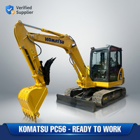 Excavatrice hydraulique Komatsu PC56-7 d'occasion, 6 tonnes, excavatrice sur chenilles, moteur Cummins