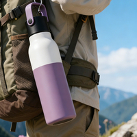 Bouteille d'eau sport isotherme en acier inoxydable 500ml/750ml avec couvercle à paille et couvercle à vis, promotion cadeau écologique, prix usine