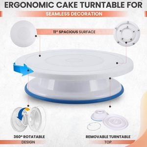 Kit de Decoración de Pasteles de 82 Piezas, Plato Giratorio Ecológico, Espátulas para Glaseado, Boquillas de Acero Inoxidable, <span class=keywords><strong>Nivelador</strong></span> de Pasteles, Raspadores - Product Image 3