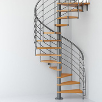 Escalier en colimaçon intérieur pour la maison, structure en acier et bois, marches en bois massif, escalier en spirale pour loft, duplex, petite maison