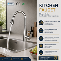 Robinet de cuisine extractible en acier inoxydable, mitigeur chaud/froid à poignée unique avec douchette et cartouche céramique pour évier de cuisine moderne