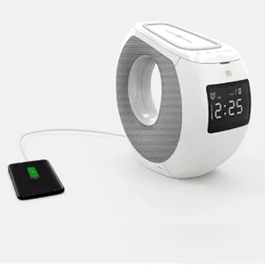Nillkin Sistem Suara Speaker, Mikrofon QI Pasang NFC LED Jam Meja Speaker Nirkabel Pengisian Daya 20W Speaker Bluetooth