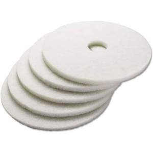 Boardwalk BWK4012WHI 12-Inch White <b>Polishing</b> Floor <b>Pads</b> 5/Carton - Product Image 3