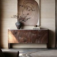 Buffet d'entrée haut de gamme en bois de luxe italien avec plateau en marbre, sculpté artistiquement, style vintage
