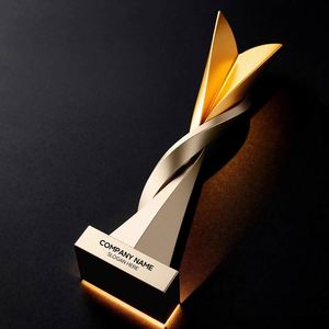 Juego de Trofeos de Metal Retorcido Personalizados, Trofeo Espiral Dorado y Plateado para Eventos Corporativos y Competiciones Deportivas - Product Image 5