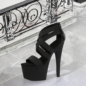 Sandalias de Tacón Alto con Plataforma Negra Exótica, Estilo T-Strap, Tacón de Aguja de ABS de 15 cm, Estilo Gótico, Fetiche, Verano, Abiertas, para Mujer - Product Image 2