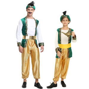 Carnaval Halloween verde musulmán Dubai jefe padre-hijo adulto hombre Medio Oriente Cosplay Rey Árabe Príncipe disfraz - Product Image 4