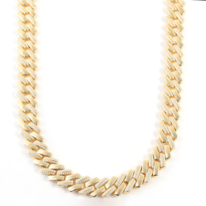Collar de Cadena Cubana 01 para Hombre, Estilo Punk Europeo Americano, Chapado en Oro de 18K con Moissanita, Plata 925 con Incrustaciones Completas de Piedras - Product Image 4