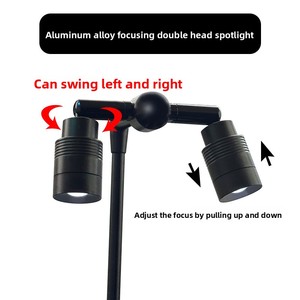 Lámpara <span class=keywords><strong>LED</strong></span> de espectro completo de doble cabezal para <span class=keywords><strong>acuario</strong></span>, impermeable, con clip, para peceras de arroyo y peces cabeza de serpiente, venta al por mayor - Product Image 2