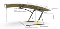 Abri d'auto simple en aluminium de luxe beau toit arqué extérieur étanche Garage abri de stationnement cadre en métal auvent de voiture privée