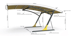 Abri d'auto simple en aluminium de luxe beau toit arqué extérieur étanche Garage abri de <span class=keywords><strong>stationnement</strong></span> cadre en métal auvent de voiture privée - Product Image 3
