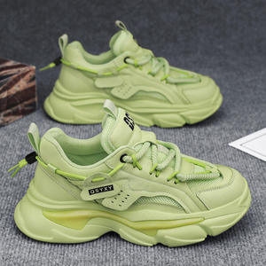 Zapatillas deportivas gruesas para hombre al por mayor de fábrica - Zapatos casuales con parte superior de malla verde claro para hombre, estilo walking - Product Image 5